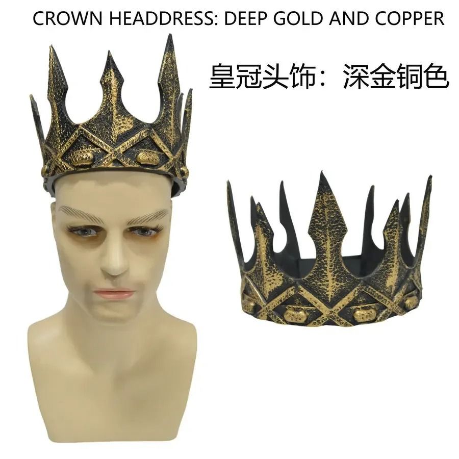 Baroque Metal Crown Costume Tiara Imitation Gem Accents