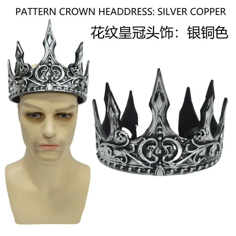 Baroque Metal Crown Costume Tiara Imitation Gem Accents