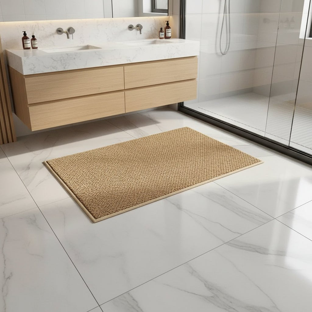 Bath Mat | Absorbent Quick-Dry Looped Pile with Low Profile and Bound Edge