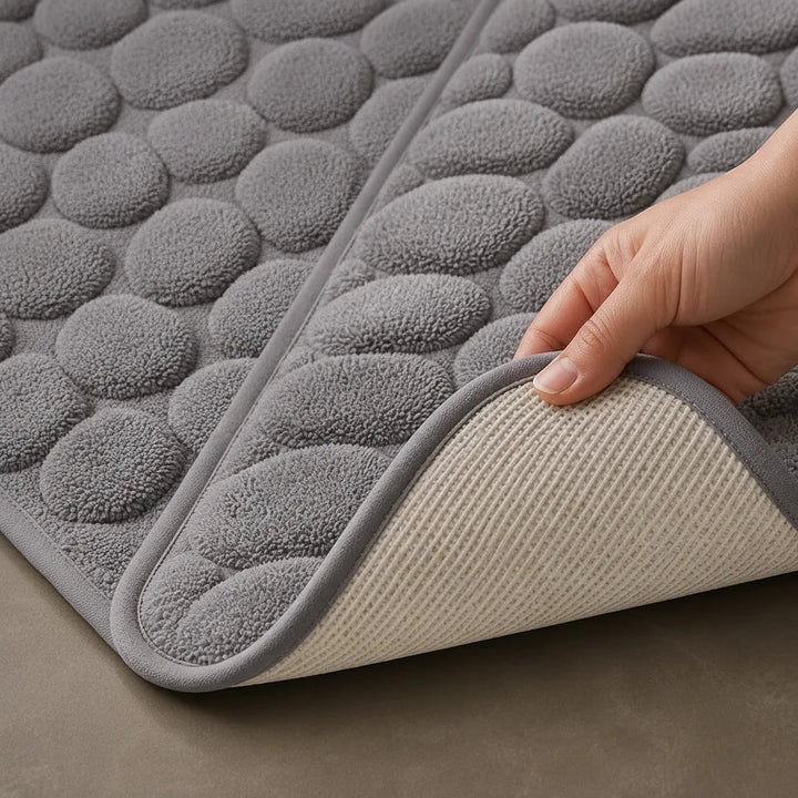 Bath Mat With Anti-slip Coating | Embossed Pebble Memory Foam Mat for Bathrooms