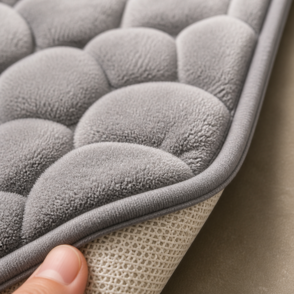 Bath Mat With Anti-slip Coating | Embossed Pebble Memory Foam Mat for Bathrooms