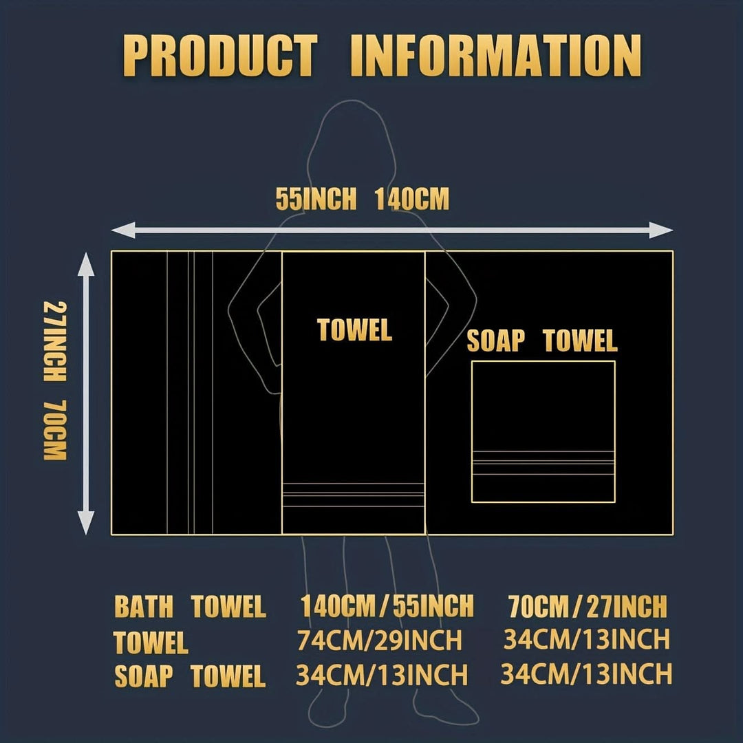 Bath Towel Set Terry Cloth Absorbent Plush Coordinated with Hemmed Edges