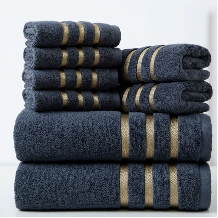 Bath Towel Set Terry Cloth Absorbent Plush Coordinated with Hemmed Edges
