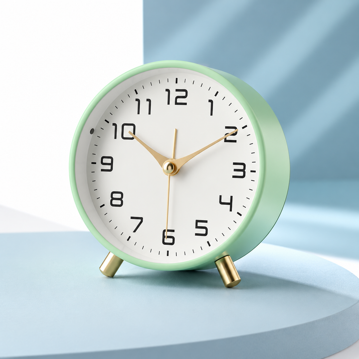 Battery Operated Table Clock Scandinavian Metal with Silent Sweep Movement