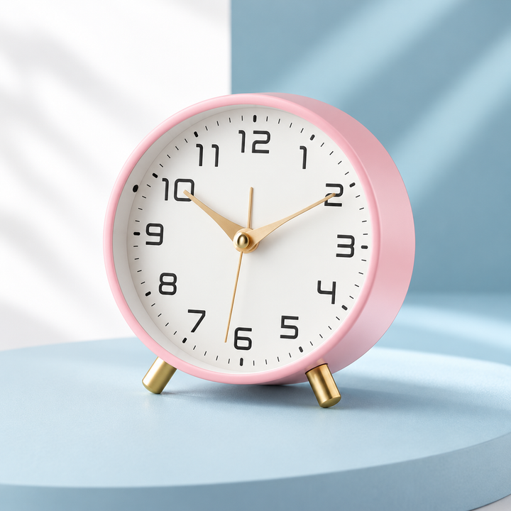 Battery Operated Table Clock Scandinavian Metal with Silent Sweep Movement
