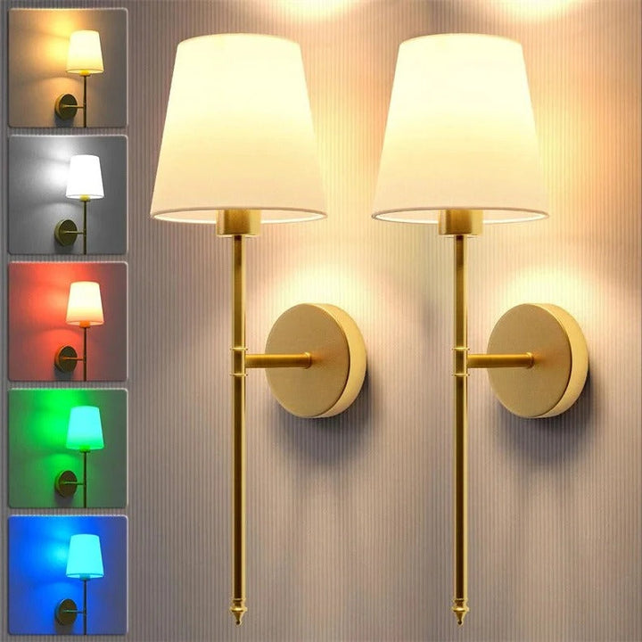 Battery Operated Wall Sconce Wireless Fabric Shade with Touch Dimming