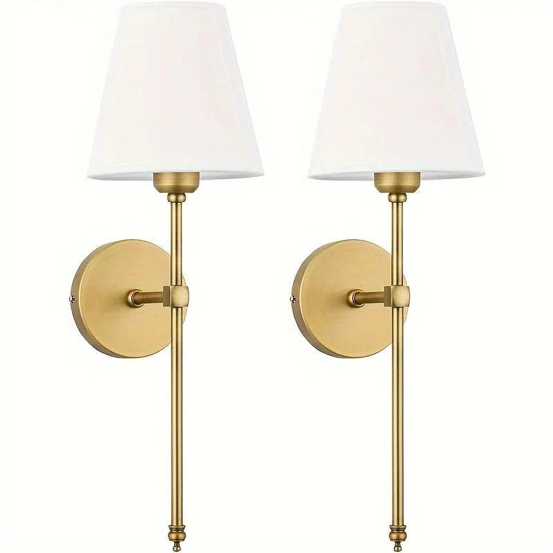 Battery Operated Wall Sconce Wireless Fabric Shade with Touch Dimming