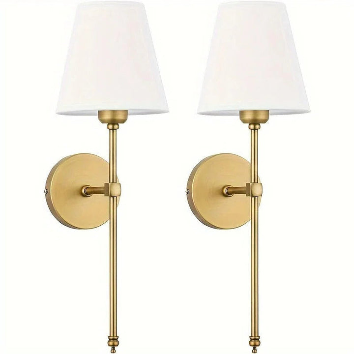 Battery Operated Wall Sconce Wireless Fabric Shade with Touch Dimming