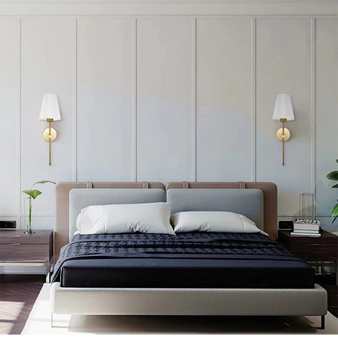 Battery Operated Wall Sconce Wireless Fabric Shade with Touch Dimming