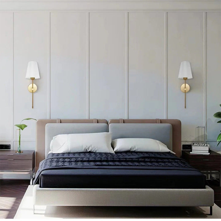 Battery Operated Wall Sconce Wireless Fabric Shade with Touch Dimming