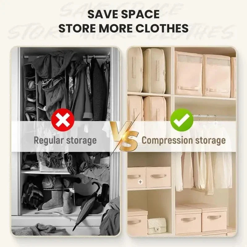 Bedding Storage Bag Non-Woven Fabric | Compressible, No Vacuum Pump Needed | Saves Up to 40% Space in Closets and Wardrobes
