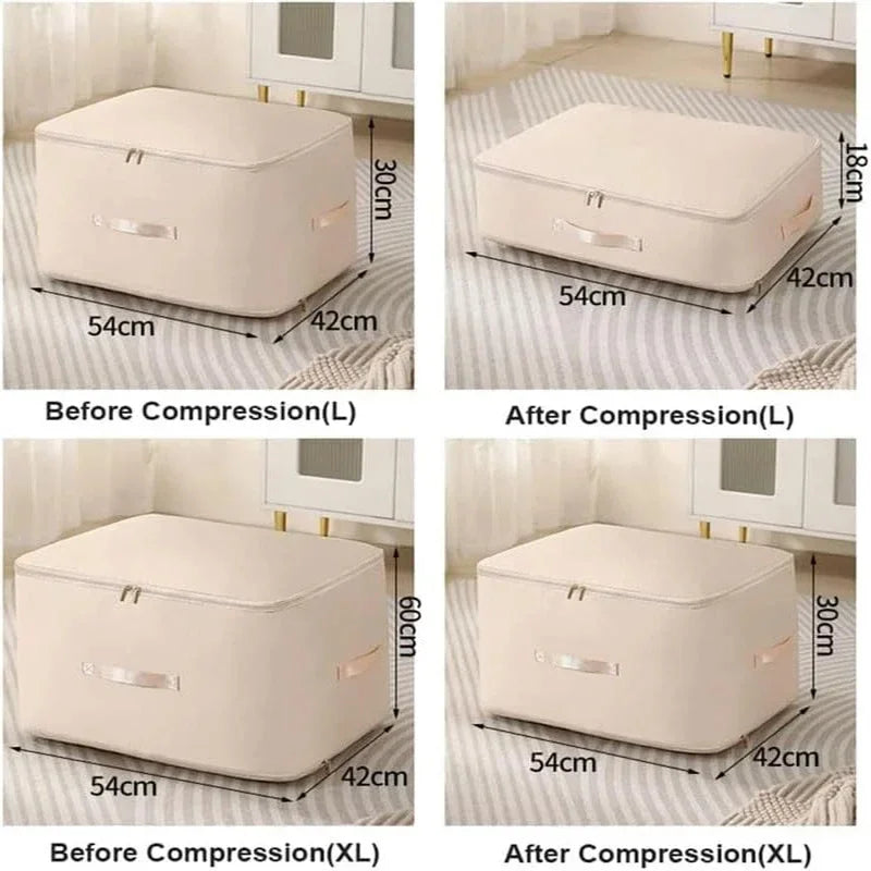 Bedding Storage Bag Non-Woven Fabric | Compressible, No Vacuum Pump Needed | Saves Up to 40% Space in Closets and Wardrobes