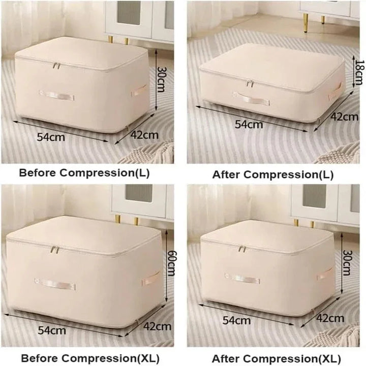 Bedding Storage Bag Non-Woven Fabric | Compressible, No Vacuum Pump Needed | Saves Up to 40% Space in Closets and Wardrobes