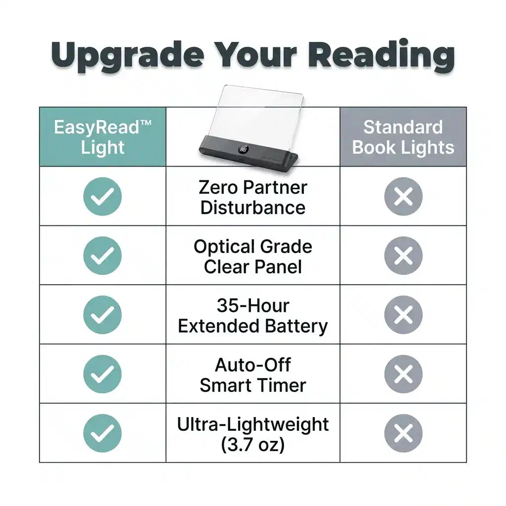Bedside Reading Light | Focused Beam Keeps Partner in the Dark | Flicker-Free Panel with Micro-Etched Lens for Shadow-Free Clarity