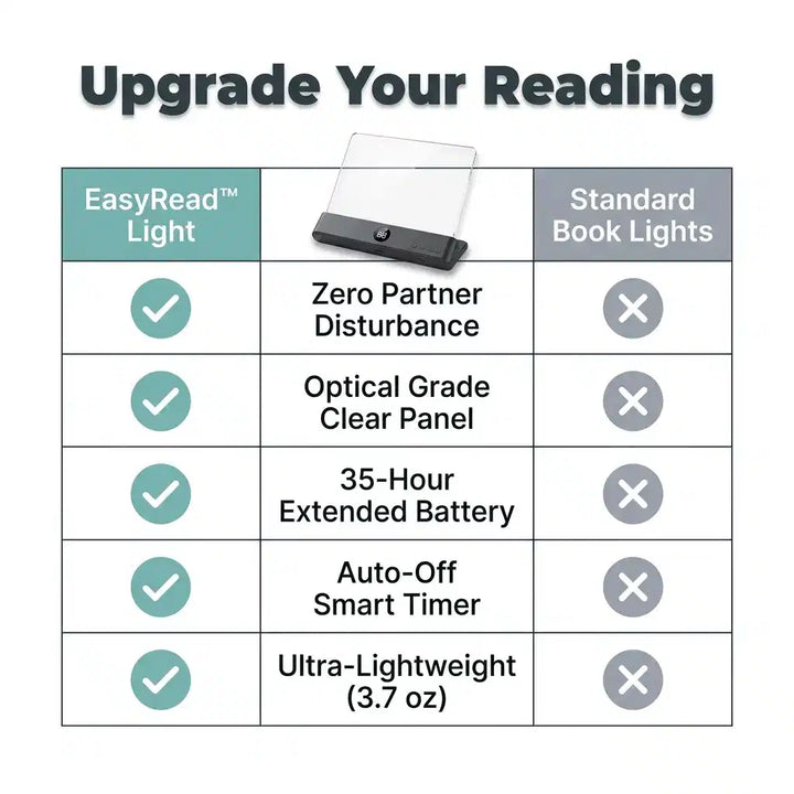 Bedside Reading Light | Focused Beam Keeps Partner in the Dark | Flicker-Free Panel with Micro-Etched Lens for Shadow-Free Clarity