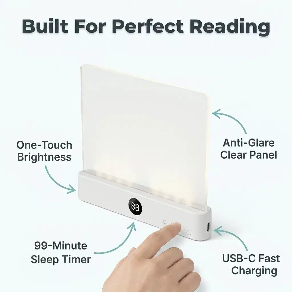 Bedside Reading Light | Focused Beam Keeps Partner in the Dark | Flicker-Free Panel with Micro-Etched Lens for Shadow-Free Clarity