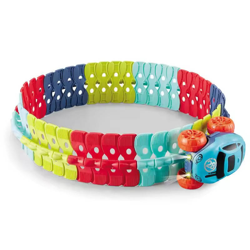 Bendable Race Track for Kids Nontoxic Plastic | Snap-Together Glow-in-the-Dark LED Design | Anti-Tip Car for Endless Play
