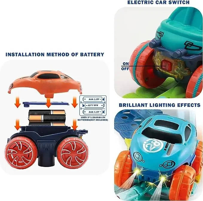 Bendable Race Track for Kids Nontoxic Plastic | Snap-Together Glow-in-the-Dark LED Design | Anti-Tip Car for Endless Play