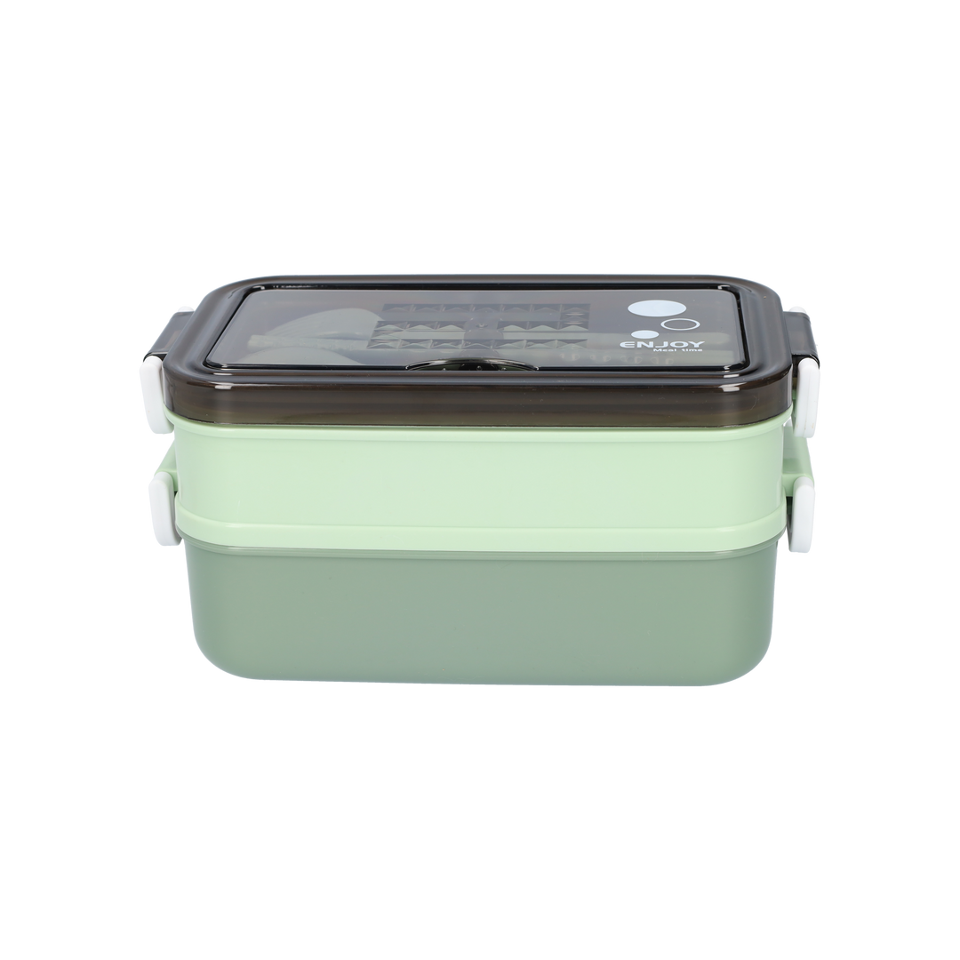 Bento Box Leak-Proof BPA-Free Plastic | Green, Compact Size for Adults and Children | Soup Bowl and Cutlery Set Included