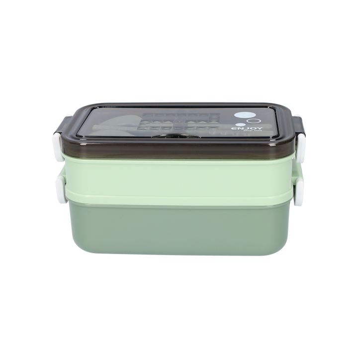 Bento Box Leak-Proof BPA-Free Plastic | Green, Compact Size for Adults and Children | Soup Bowl and Cutlery Set Included