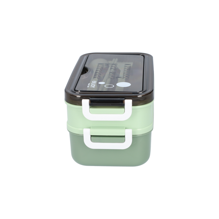 Bento Box Leak-Proof BPA-Free Plastic | Green, Compact Size for Adults and Children | Soup Bowl and Cutlery Set Included