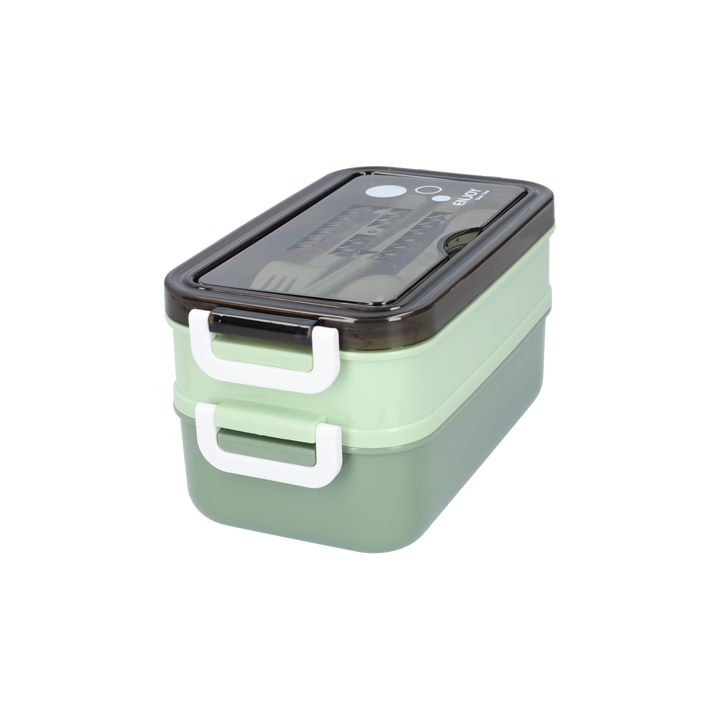 Bento Box Leak-Proof BPA-Free Plastic | Green, Compact Size for Adults and Children | Soup Bowl and Cutlery Set Included