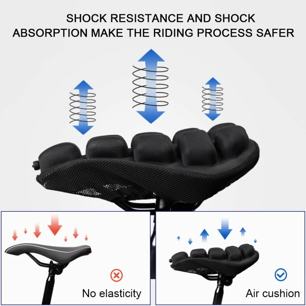 Bicycle Decompression Seat Cushion | 3D Airbag Shock Absorption &amp; Pressure Relief | Breathable Anti-Skid Washable Cover