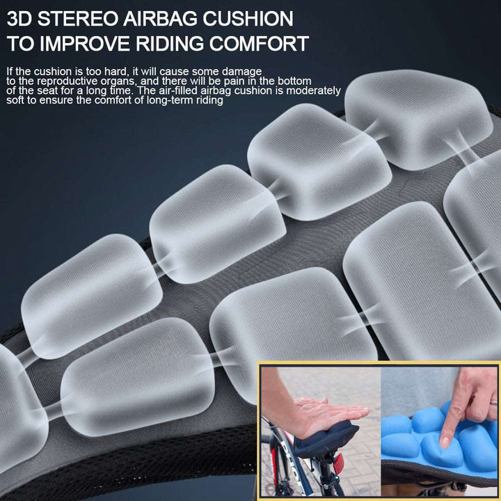 Bicycle Decompression Seat Cushion | 3D Airbag Shock Absorption &amp; Pressure Relief | Breathable Anti-Skid Washable Cover