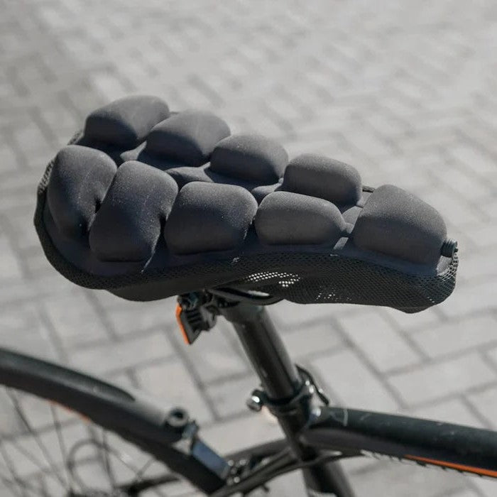 Bicycle Decompression Seat Cushion | 3D Airbag Shock Absorption & Pressure Relief | Breathable Anti-Skid Washable Cover