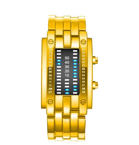Binary LED Watch Alloy Water-Resistant with Scratch-Resistant Glass