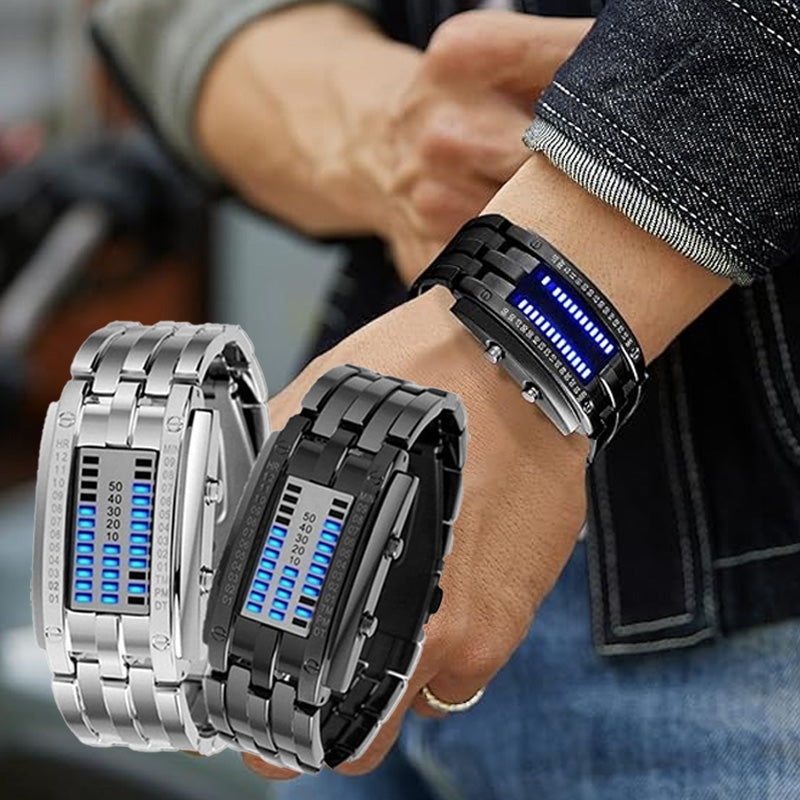 Binary LED Watch Alloy Water-Resistant with Scratch-Resistant Glass