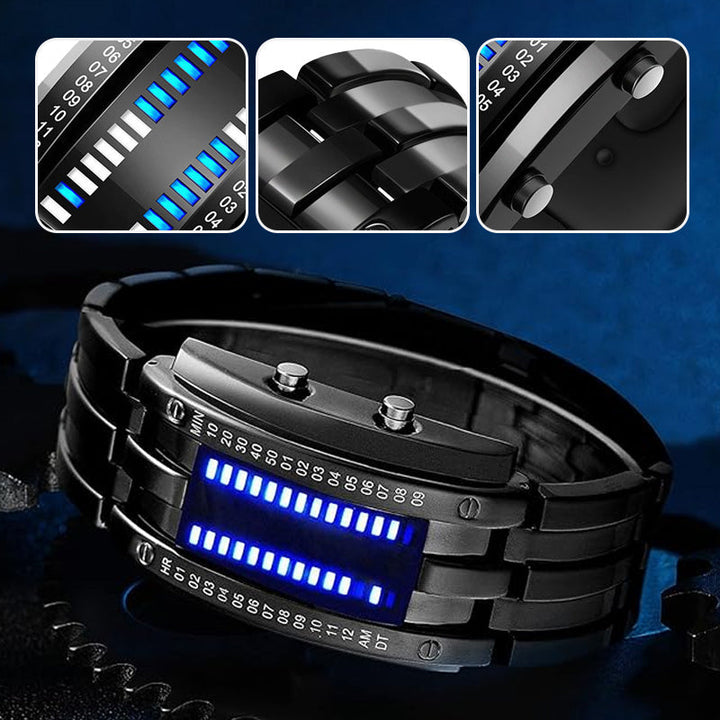 Binary LED Watch Alloy Water-Resistant with Scratch-Resistant Glass
