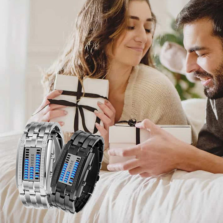 Binary LED Watch Alloy Water-Resistant with Scratch-Resistant Glass