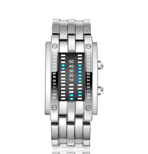 Binary LED Watch Alloy Water-Resistant with Scratch-Resistant Glass