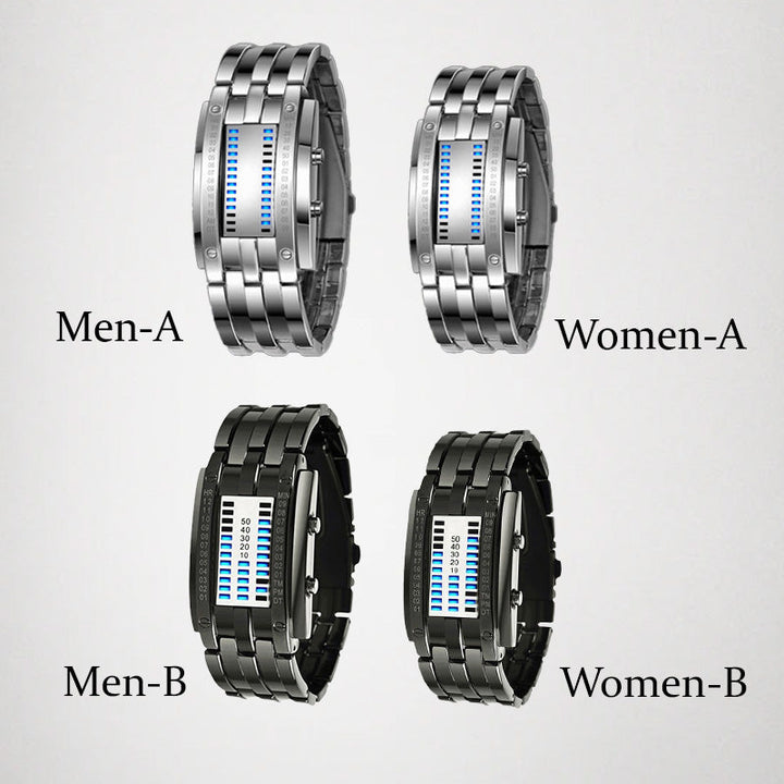 Binary LED Watch Alloy Water-Resistant with Scratch-Resistant Glass