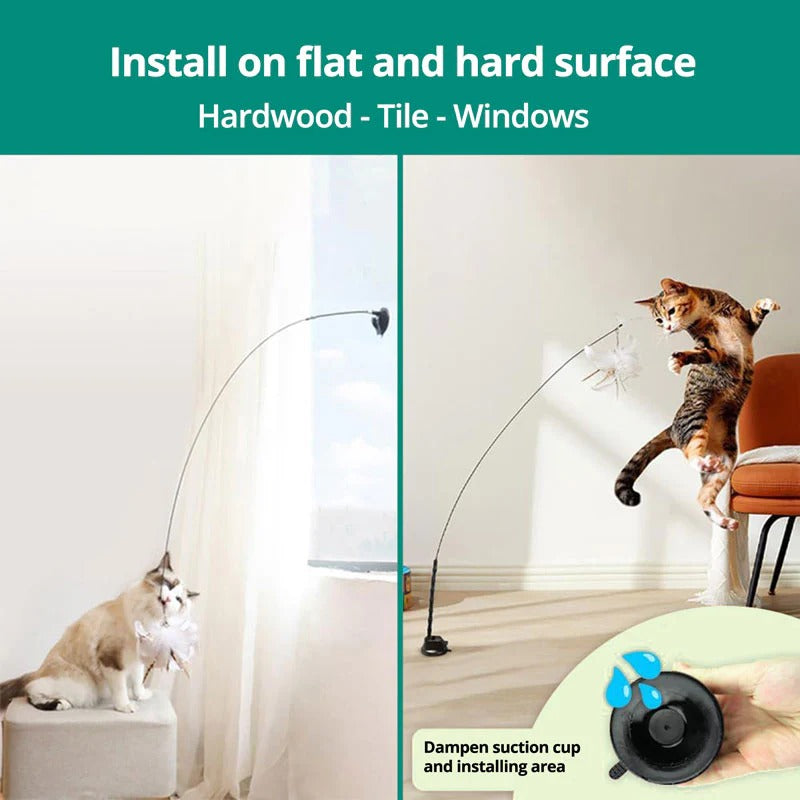 Bird Simulation Cat Toy | Suction Cup Mount, 5 Replaceable Bird Toys with Bells | Encourages Independent Play &amp; Exercise