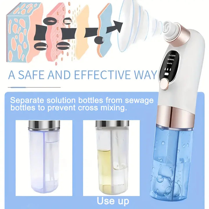 Blackhead Remover Vacuum Tool | Negative Pressure, 6 Interchangeable Heads | Dual Tank Pore Cleanser with LED Display