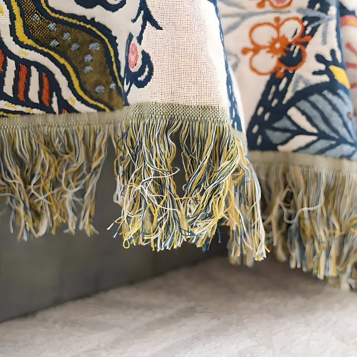 Floral Reversible Blanket Throw Jacquard Woven Fabric | Tassel Trim Edge Detail | Reversible Two-Sided Design for Sofas and Beds 8