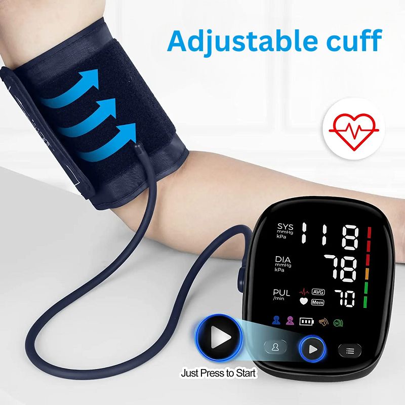 Blood Pressure Monitor with LED Display | Dual-User Memory, 120 Readings Each | Battery or USB-C, Auto Arm Detection