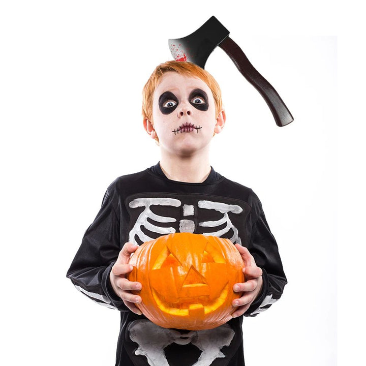 Bloody Weapon Halloween Headband | Fake Axe, Saw &amp; Knife Horror Prop | Reusable Slip-On Plastic Costume Accessory