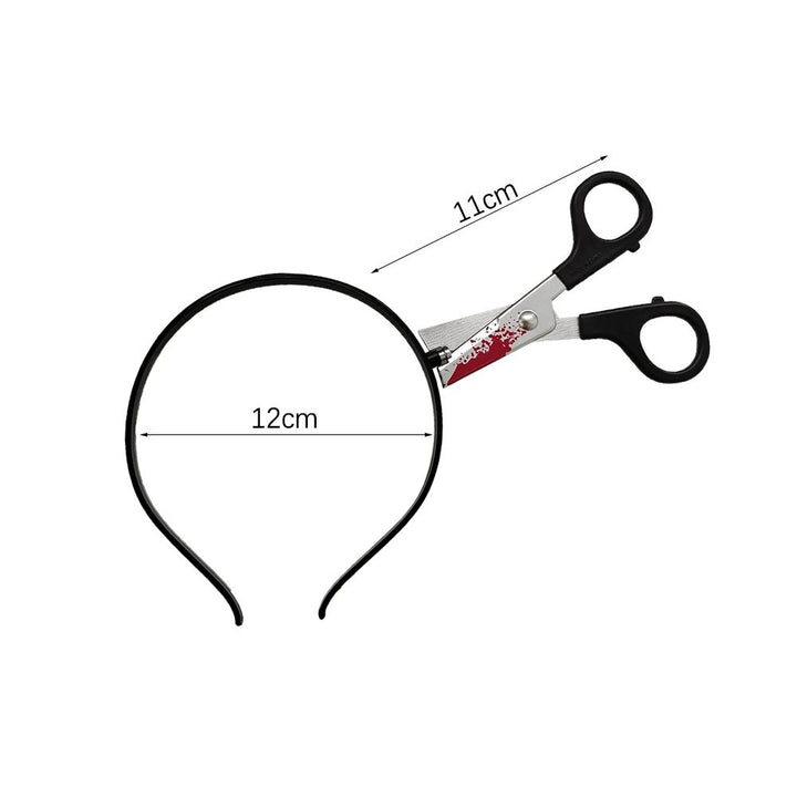 Bloody Weapon Halloween Headband | Fake Axe, Saw &amp; Knife Horror Prop | Reusable Slip-On Plastic Costume Accessory