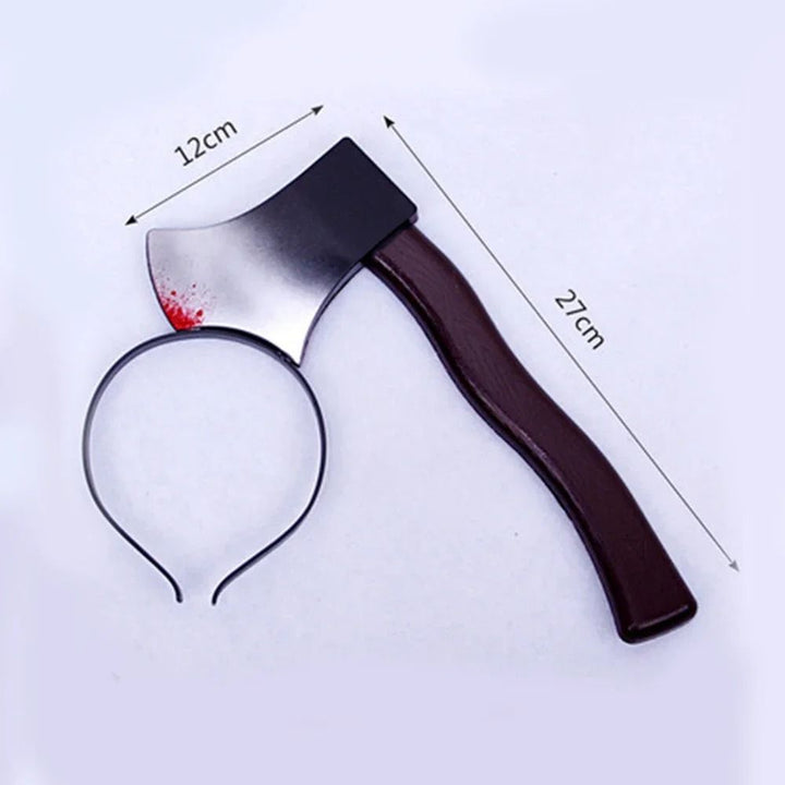 Bloody Weapon Headband Halloween Costume Prop | Head-Through Optical Illusion Design | Lightweight Flexible Plastic