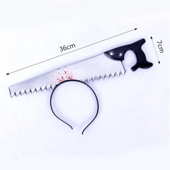 Bloody Weapon Headband Halloween Costume Prop | Head-Through Optical Illusion Design | Lightweight Flexible Plastic