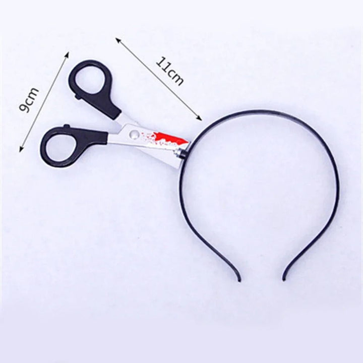 Bloody Weapon Headband Halloween Costume Prop | Head-Through Optical Illusion Design | Lightweight Flexible Plastic