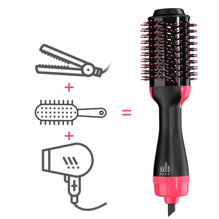Blow Dry Brush Hot Air Styler with Curved Edges | Ceramic Oval Barrel 1000W | Volumising Smooth Shine Styling Results