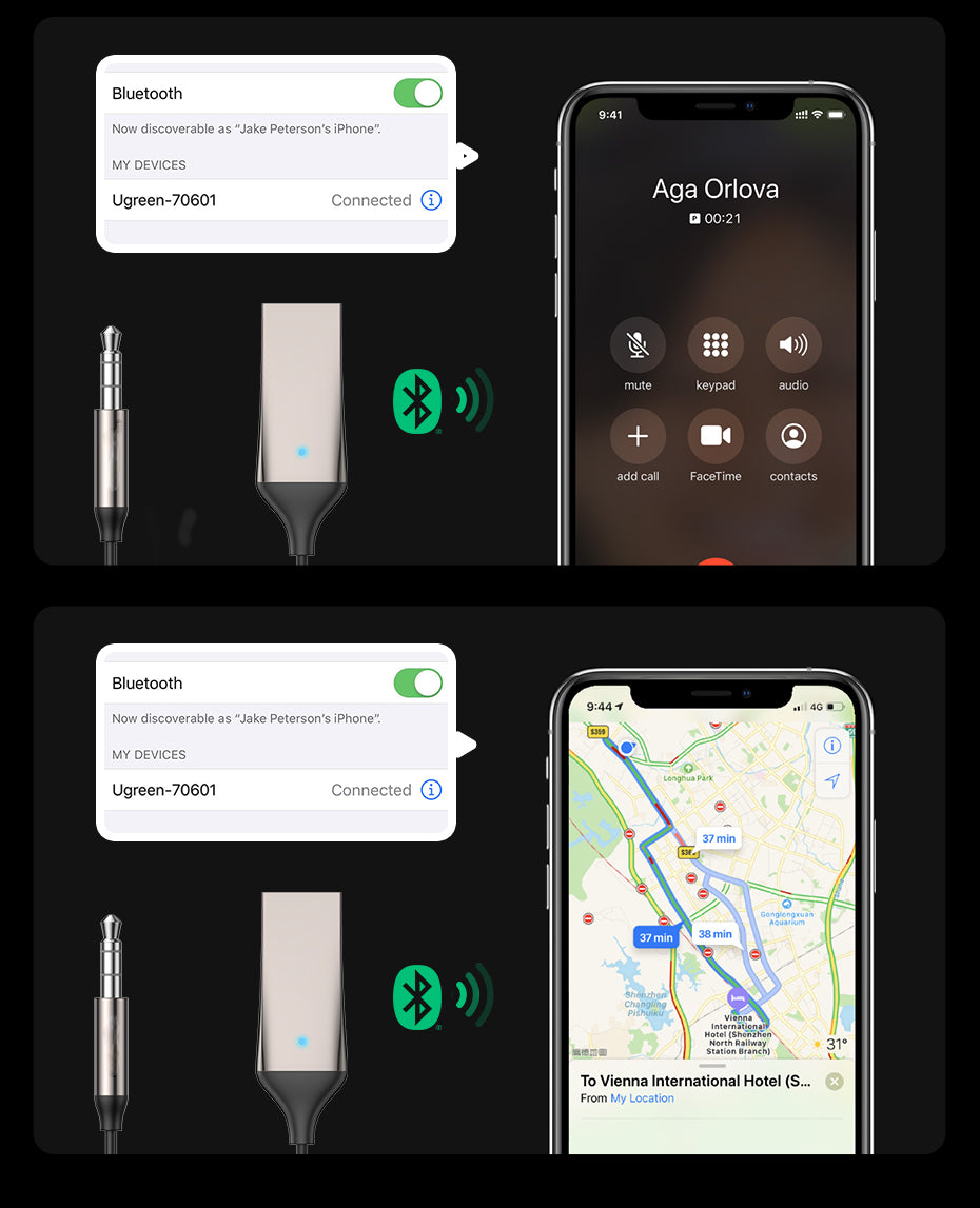Bluetooth 5.3 Aux Adapter Auto-Reconnect 5-Device Memory