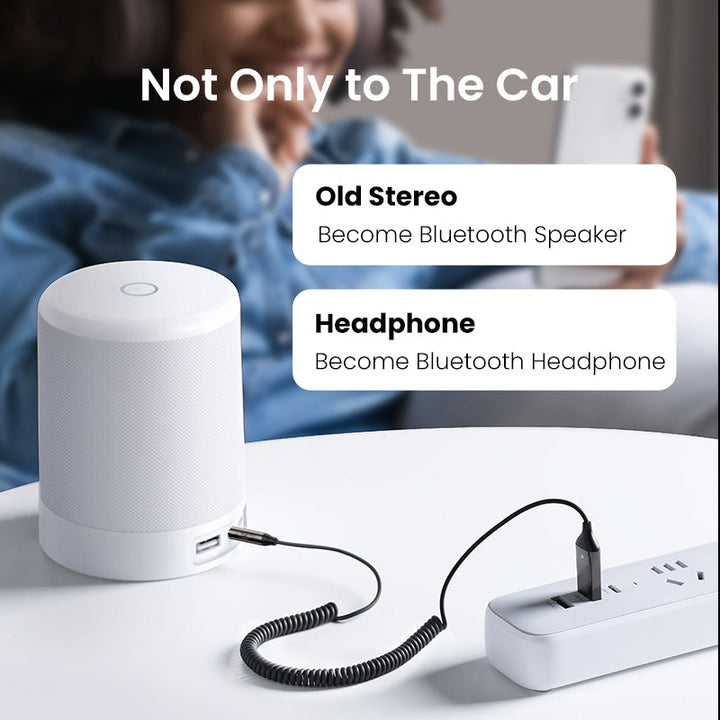 Bluetooth 5.3 Aux Adapter Auto-Reconnect 5-Device Memory