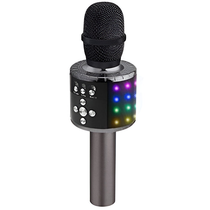 Bluetooth Karaoke Microphone 4-in-1 | Wireless Handheld Speaker &amp; Recorder | 2000mAh Rechargeable Battery with LED Lights