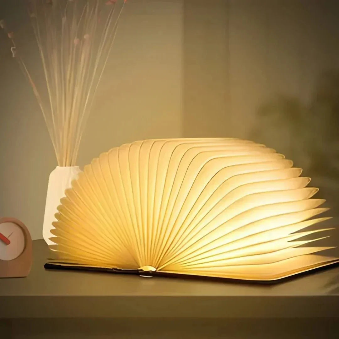 Book Shaped LED Night Light | USB Rechargeable, Touch Sensor Dimmer | Cordless Bedside Lamp, 22 x 17 cm Open Book Design
