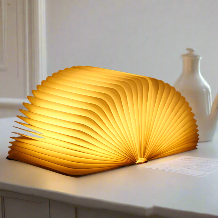 Book Shaped LED Night Light | USB Rechargeable, Touch Sensor Dimmer | Cordless Bedside Lamp, 22 x 17 cm Open Book Design